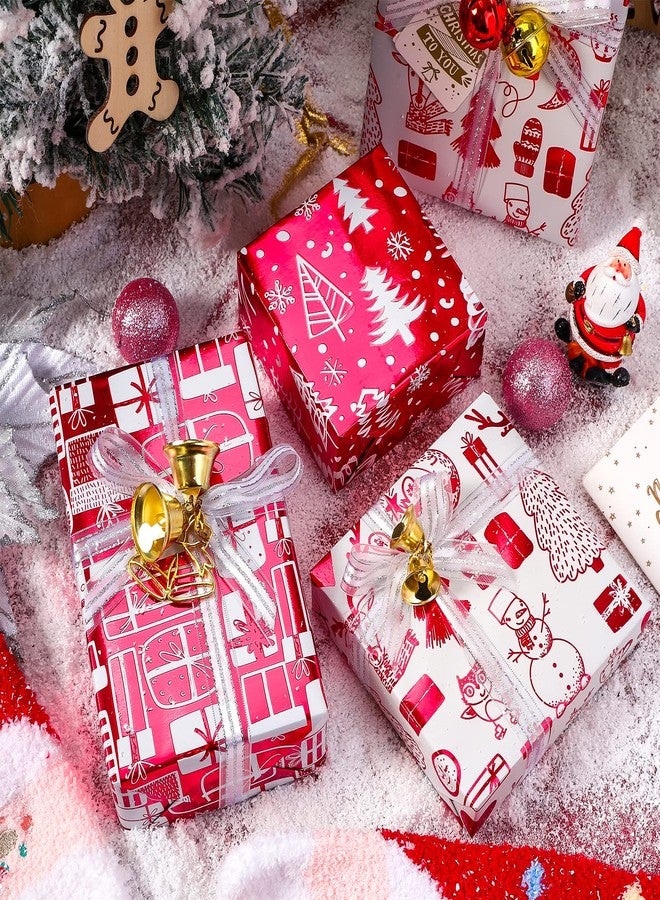 MAYPLUSS Wrapping Paper Roll - Mini Roll - 17 inch X 120 inch Per roll - 3 Different Red and White Christmas Design with Glitter Metallic Foil Shine (42.3 sq.ft.ttl) - Image 5